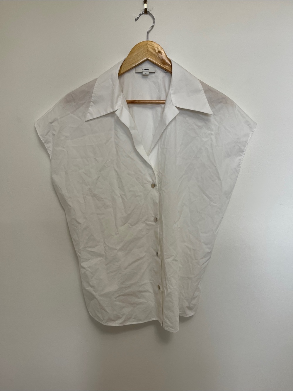 Vince Sleeveless White Collared Button Down Shirt Size Large NWOT